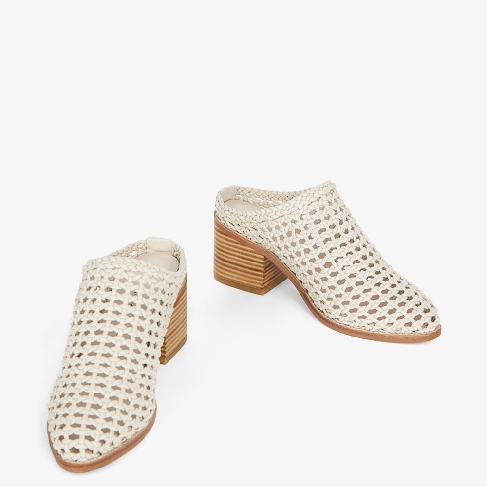INTENTIONALLY BLANK Cream Woven Mules with Open Back